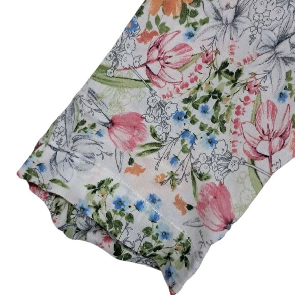 J. Jill Top Women's Small White Floral Peplum Mother Of Pearl‎ Buttons Rayon - Picture 4 of 12